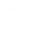 Outline of a building on black background.