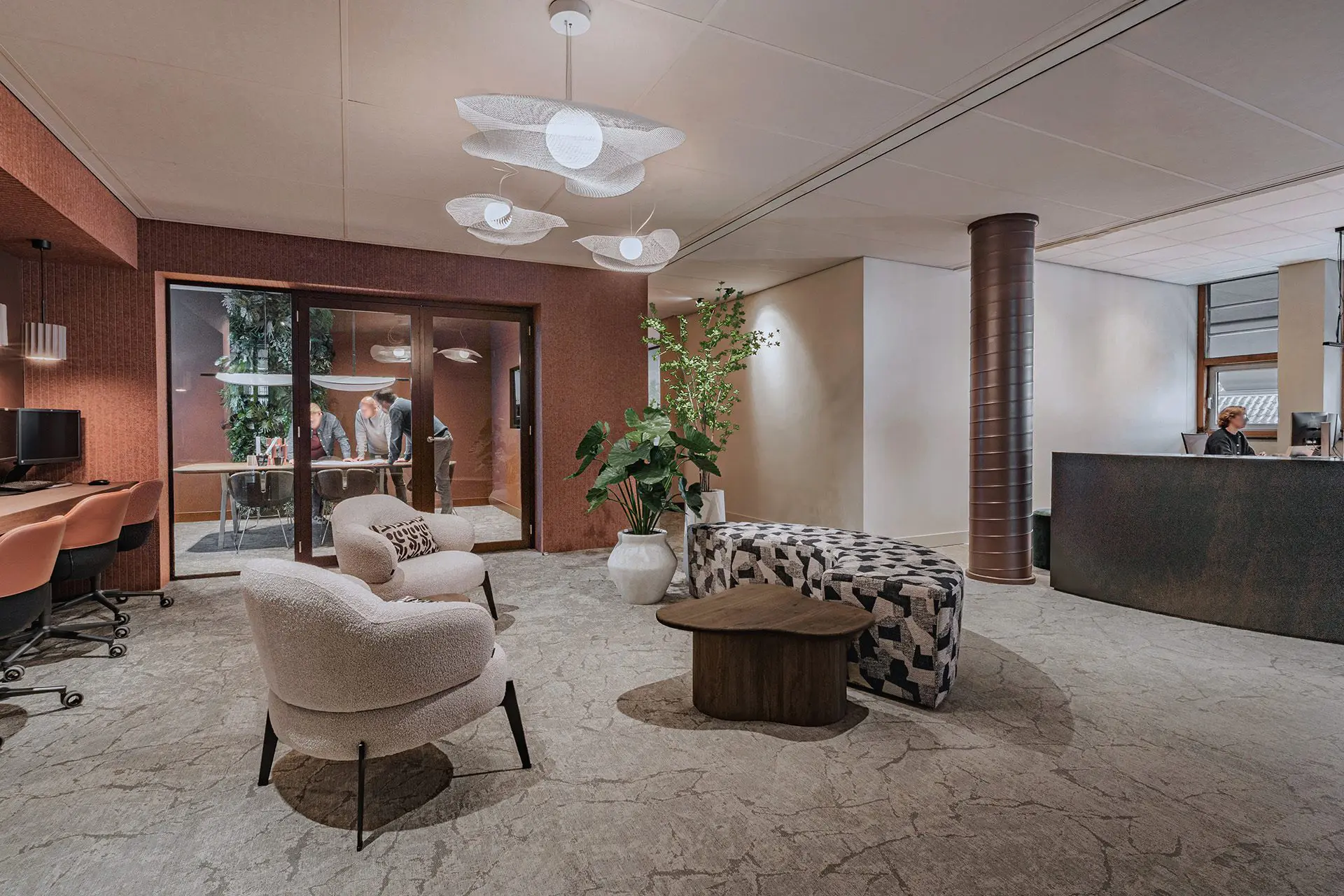 Contemporary lounge with stylish furniture
