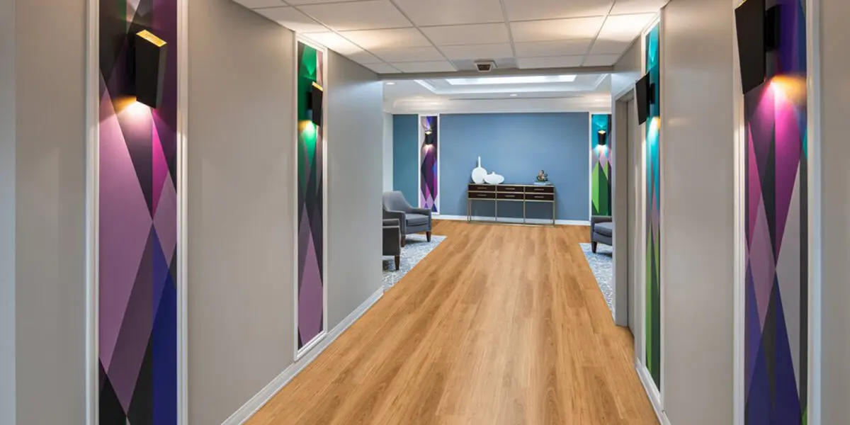 Contemporary hallway with wooden floor