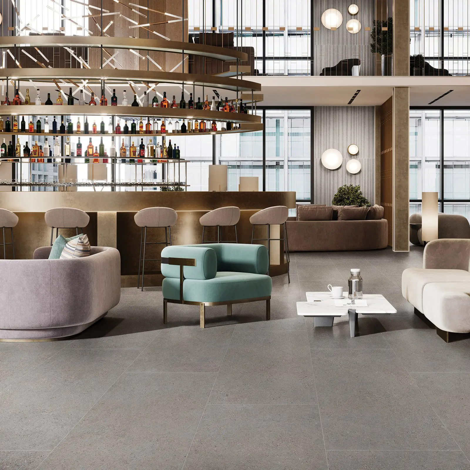 Modern lounge with circular bar