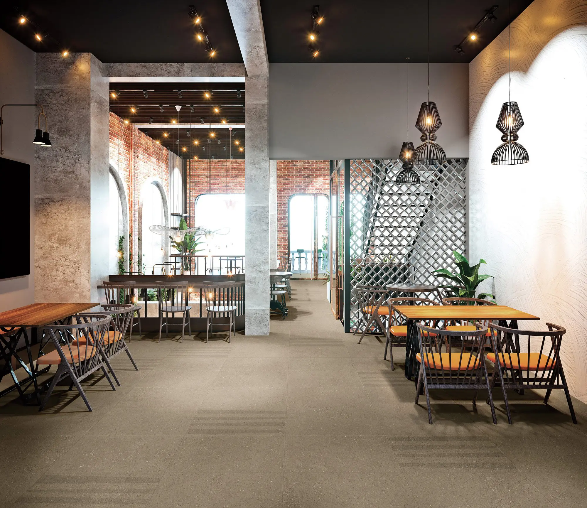 Cozy dining area with pendant lights